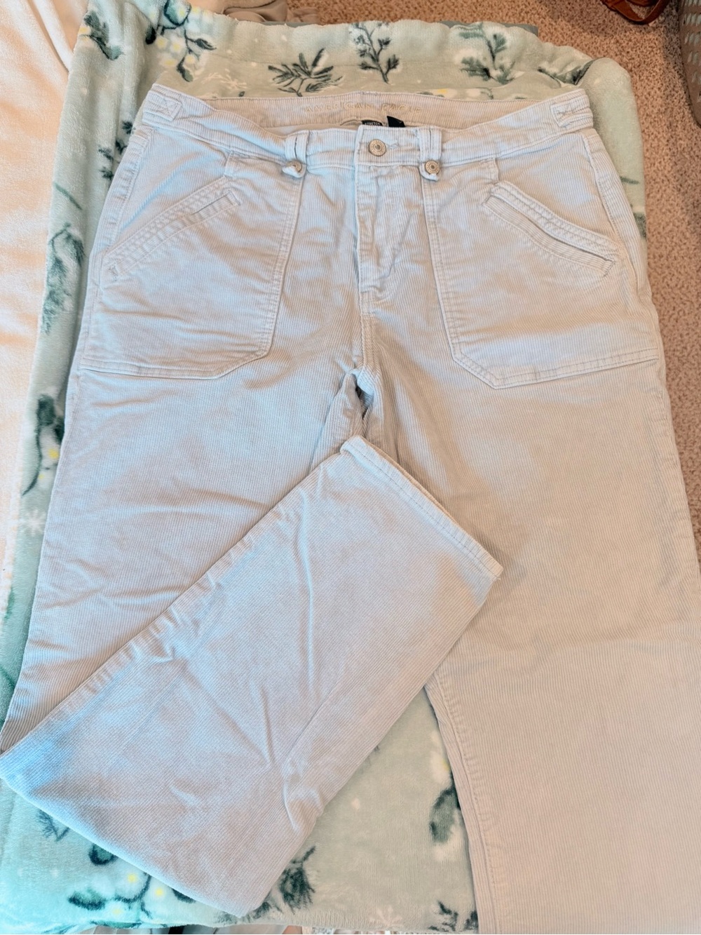 American Eagle Ice Blue Straight Leg Stretch Corduroy